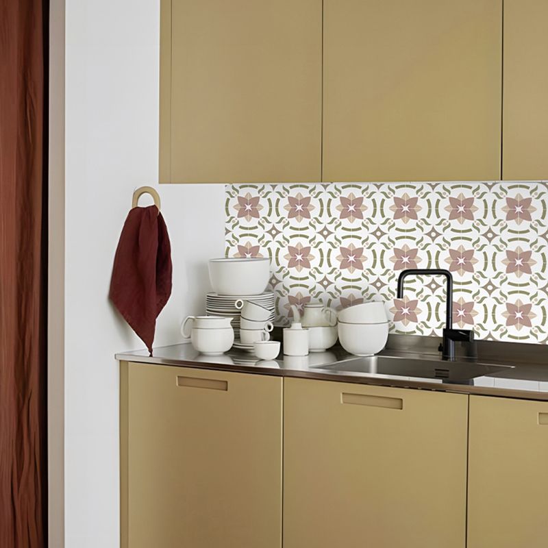 Lisslune | Beige Tone Peel & Stick Tile Square Pattern Print Single Tile