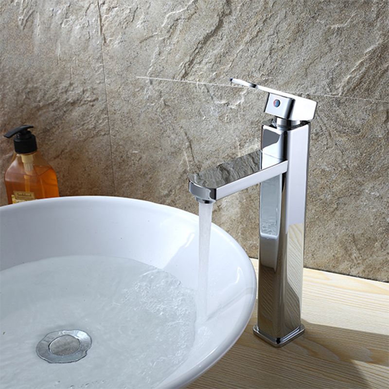 Lisslune | Cubic Chrome Bathroom Faucet Low Arc Single Lever Basin Faucet