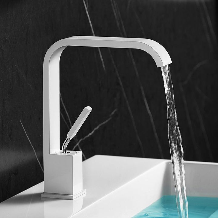 Lisslune | Unique Sink Faucet Bathroom Brass Solid Color Waterfall Spout Faucet