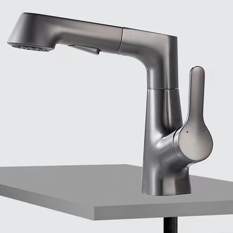 Lisslune | Modern Sink Faucet Lever Handle Copper Low Arc Pull-down Sink Faucet