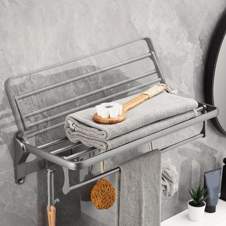 Lisslune | Gray 6/7-piece modern bathroom accessory set bathroom shelf/towel hooks/towel bar included
