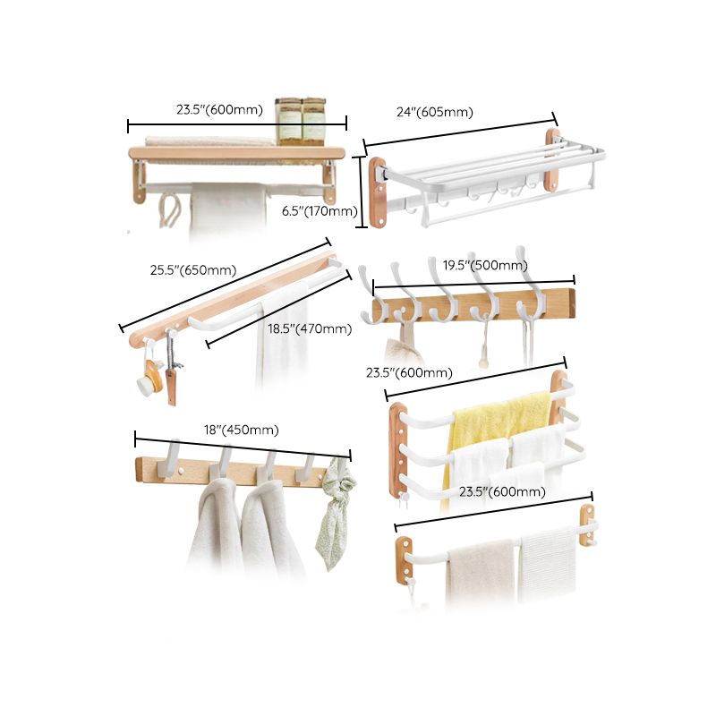 Lisslune | White Bathroom Set Solid Wood & Aluminium Bathroom Accessories individually or as a set