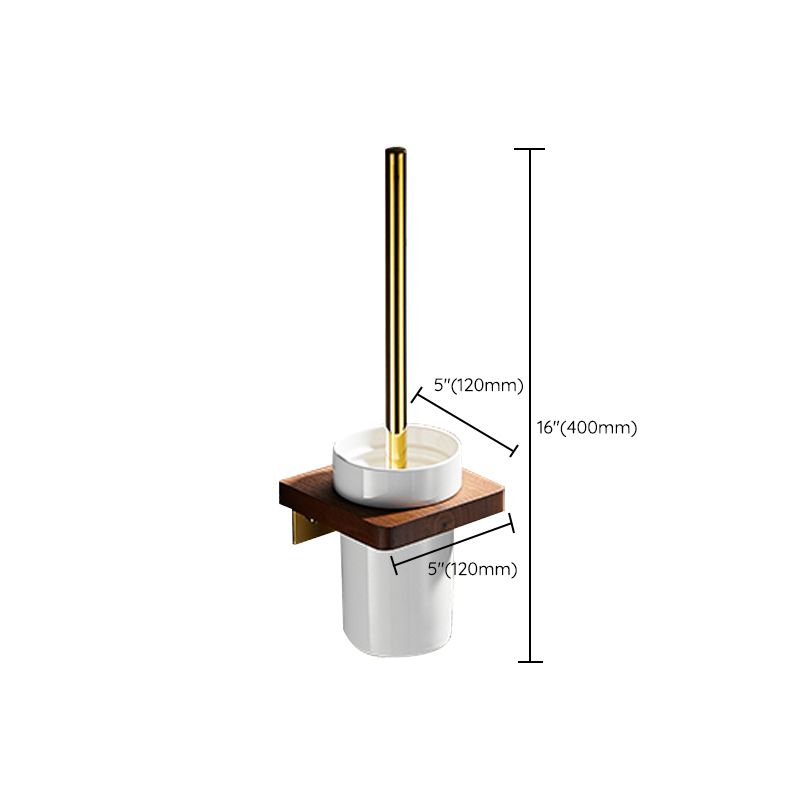 Lisslune | Polished Brass Bathroom Hardware Set Metal & Wood Bathroom Set with Bath Shelf/Towel Bar