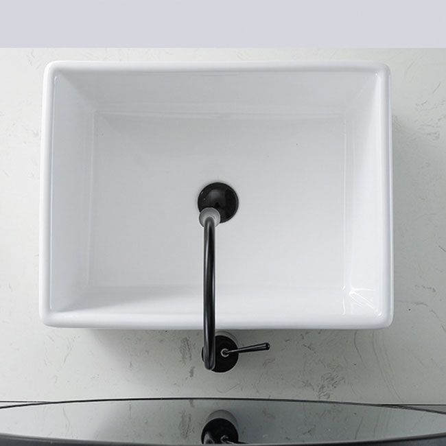 Lisslune | Contemporary Bathroom Sink Porcelain Rectangular Vessel Sink Sink Only