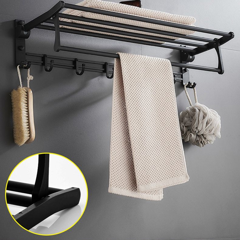 Lisslune | 6-piece modern bathroom hardware set in matte black with bathroom shelf/towel holder & bathrobe hook