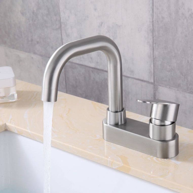 Lisslune | 304 Stainless Steel Center Faucet Bathroom Single Handle Hot and Cold Sink Faucet