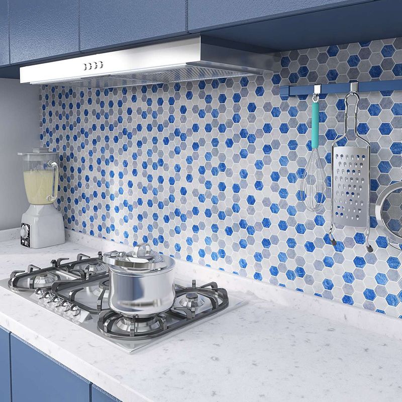 Lisslune | Polygon Metal Peel and Stick Back Wall Tile PVC Peel and Stick Tile for the Kitchen