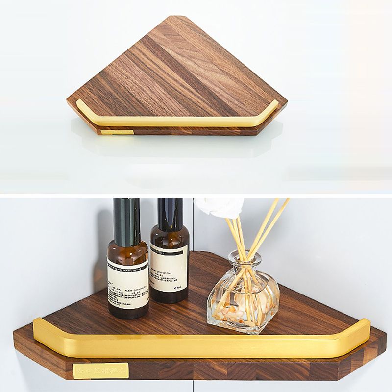 Lisslune | 6-piece walnut bathroom accessory set metal gold bath hardware set
