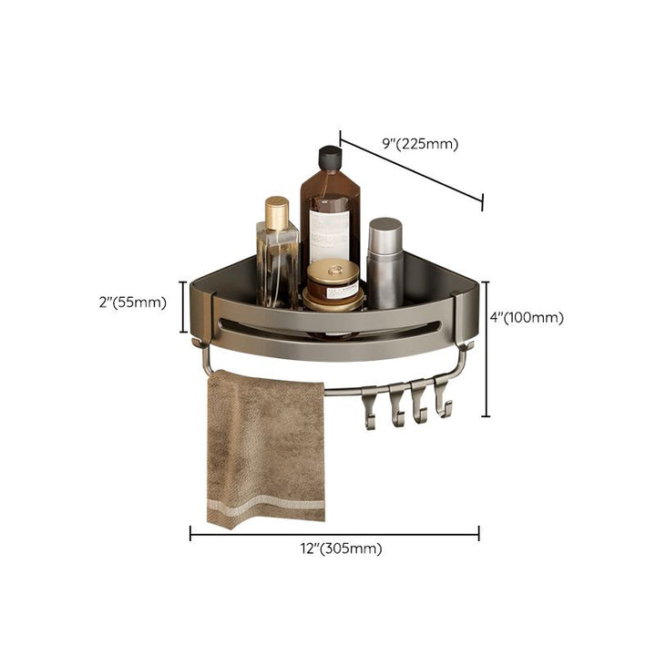 Lisslune | Contemporary Aluminum Bathroom Accessory Set Gray Bath Shelf