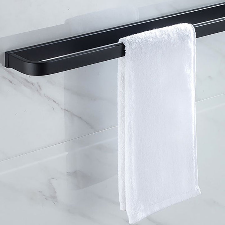 Lisslune | Modern Classic Bath Accessories Set in Matte Black Stainless Steel Bathrobe Hook/Towel Ring Bar