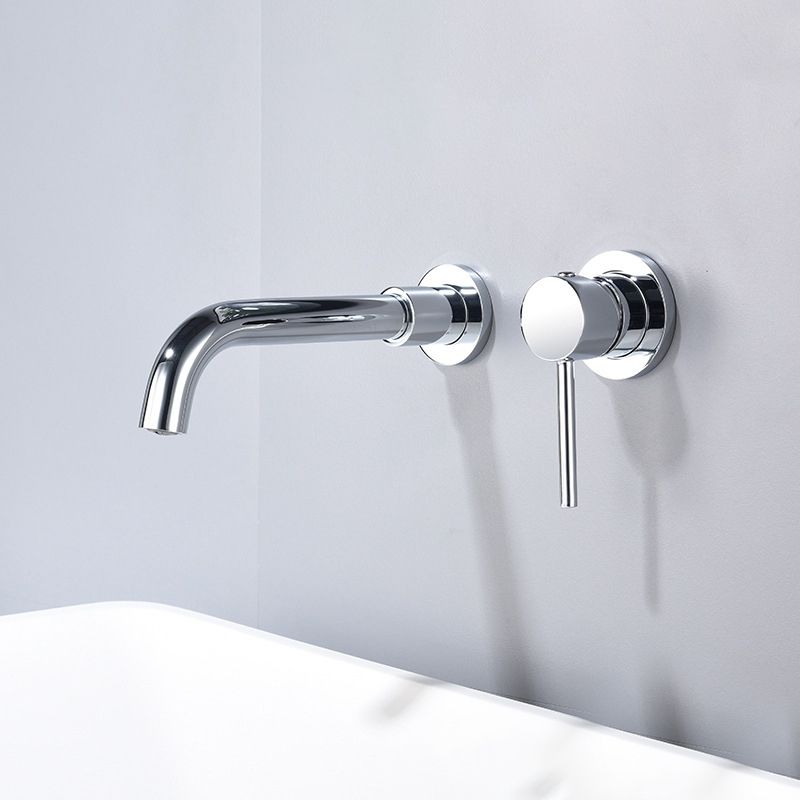 Lisslune | Round Single Handle Bathroom Faucet 2-Hole Wall Mounted Bathroom Faucet with Swivel Head