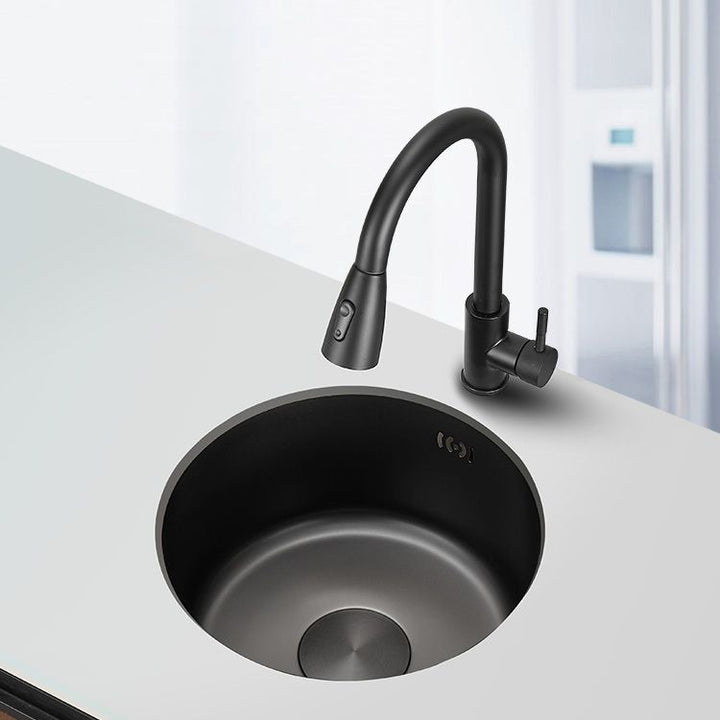 Lisslune | Kitchen Sink Round Single Bowl Color and Scratch Resistant Under-mounted Stainless Steel Kitchen Sink