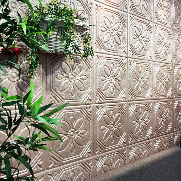 Lisslune | Modern Wall Panel Floral 3D Print Peel and Stick Waterproof Wall Panels