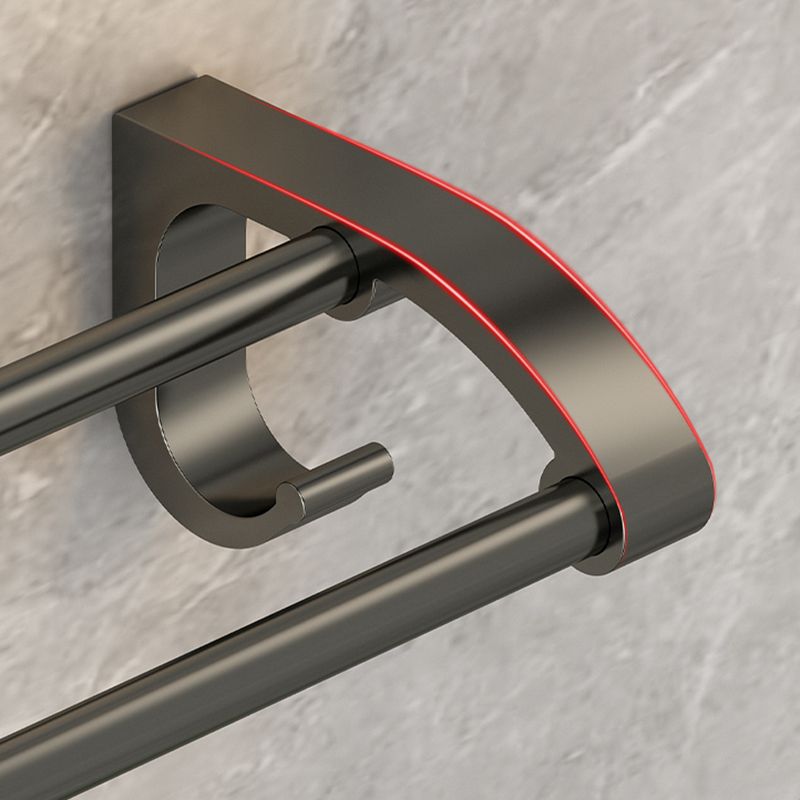 Lisslune | Modernism Aluminum Bathroom Accessory Set Gray Metal Bathroom Set with Towel Holder/Bath Shelf
