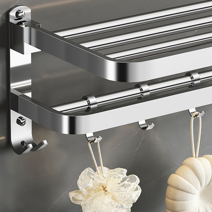 Lisslune | Polished Chrome Modern Bathroom Accessory Set in Stainless Steel with Bath Shelf/Towel Rail