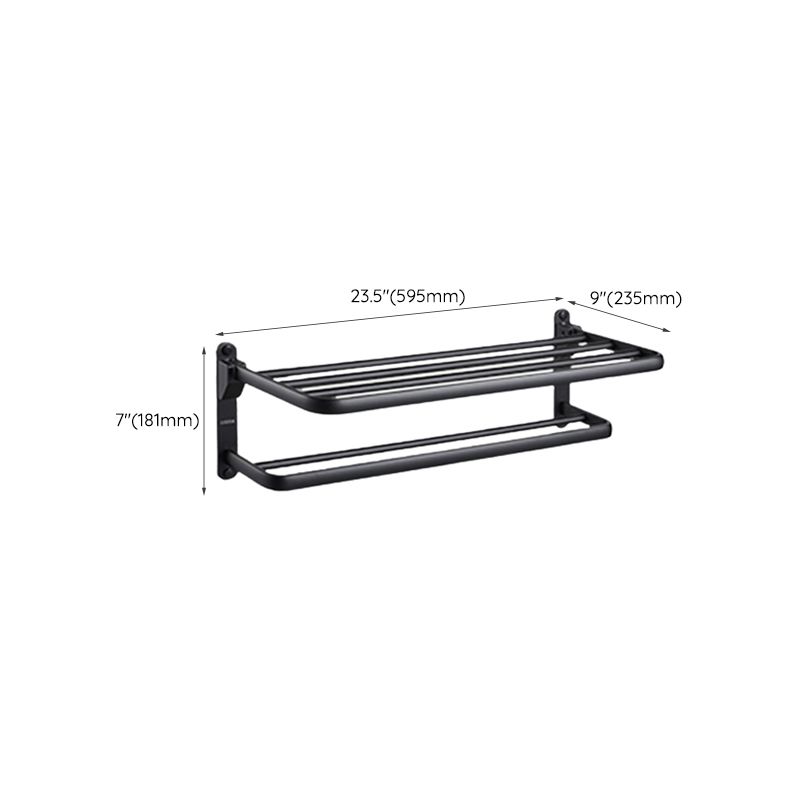 Lisslune | Contemporary bathroom accessory set with black finish and bath shelf/towel bar