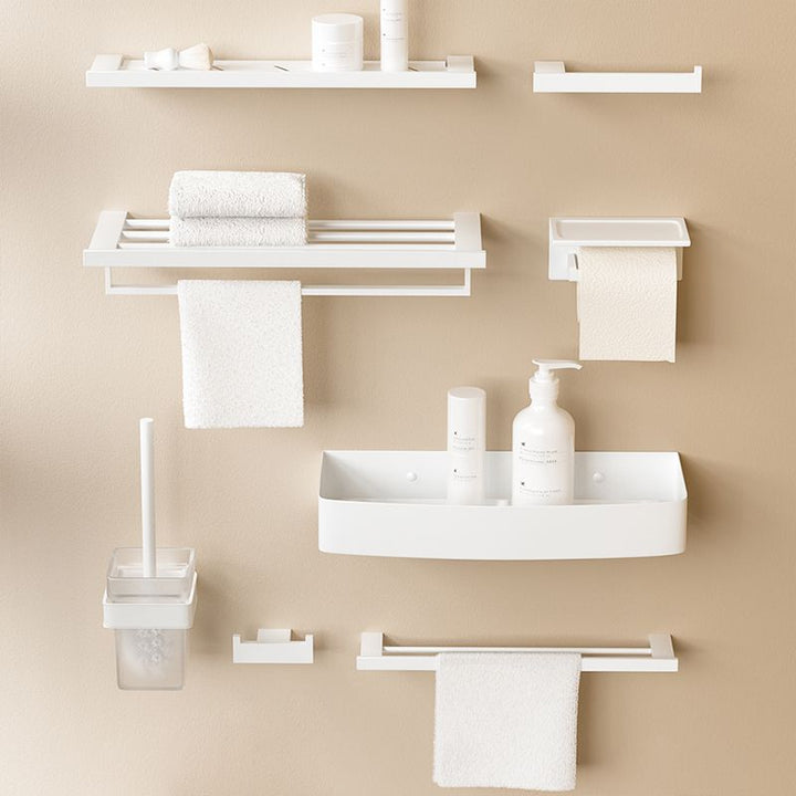 Lisslune | Modern White Bathroom Accessory Set Stainless Steel Bath Hardware Set