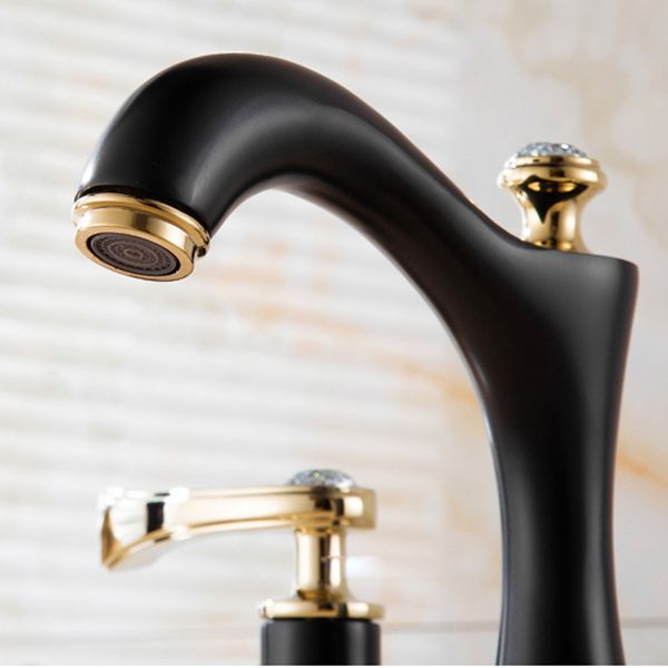 Lisslune | Modern Vessel Faucet Brass 2 Handles Low Arc Vessel Faucet for Home
