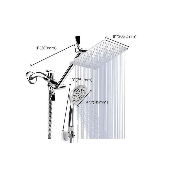 Lisslune | Modern Style Dual Shower Head 9-Spray Silver Wall Mount Shower Head