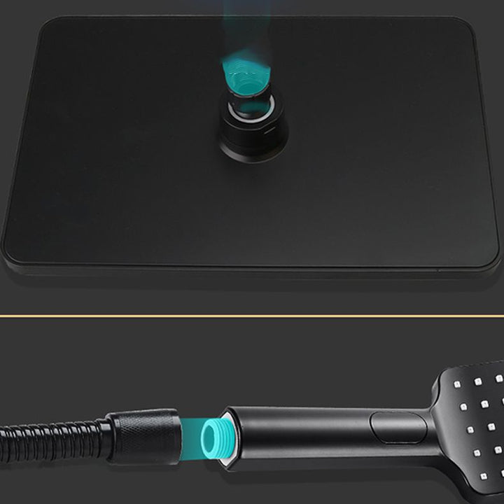 Lisslune | Modern rectangular shower head combo standard spray pattern with hand shower