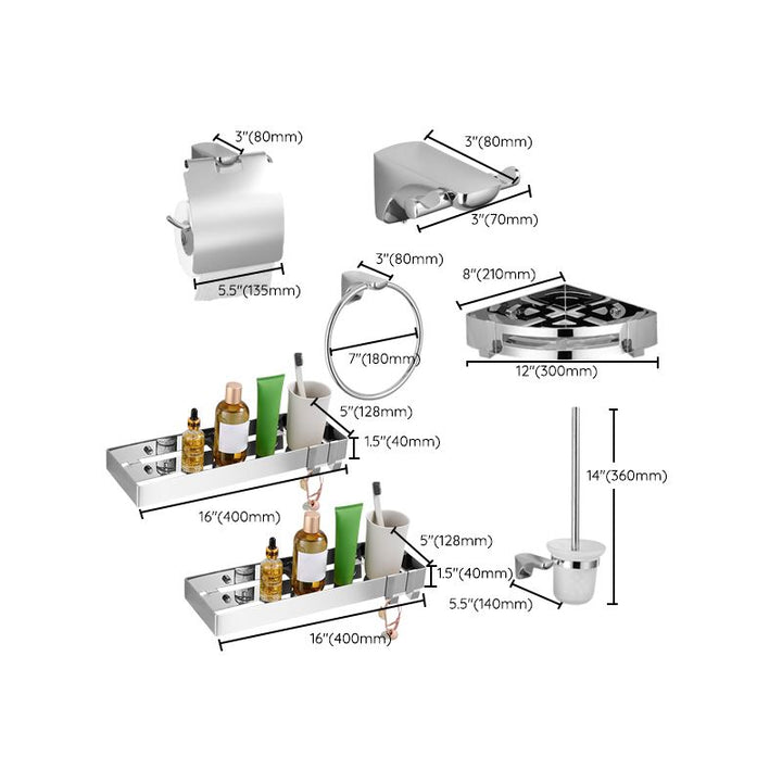 Lisslune | Silver Bathroom Accessories Hardware Set Modern Bathroom Accessories Kit