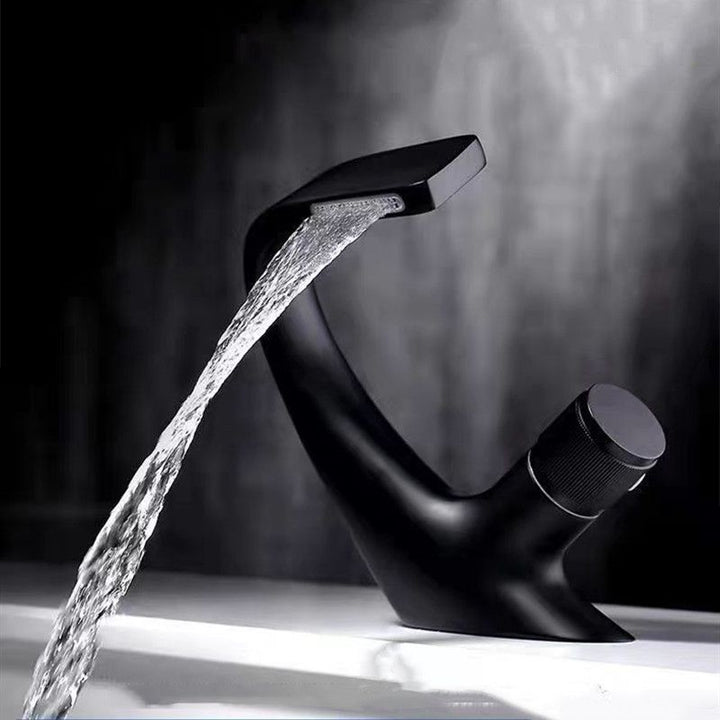 Lisslune | Button Handle Faucet Contemporary Style Faucet with Waterfall Spout