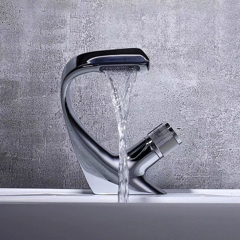 Lisslune | Button Handle Faucet Contemporary Style Faucet with Waterfall Spout