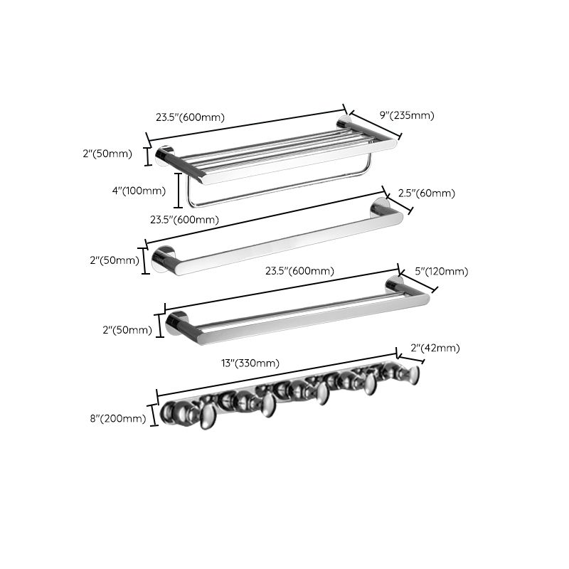 Lisslune | Modern Bathroom Accessories Hardware Set Silver Bathroom Hardware Set