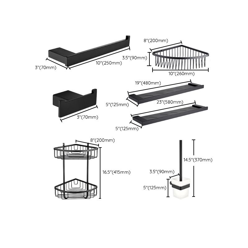 Lisslune | 5-piece Modernism Bath Accessory Set in Matte Black Stainless Steel