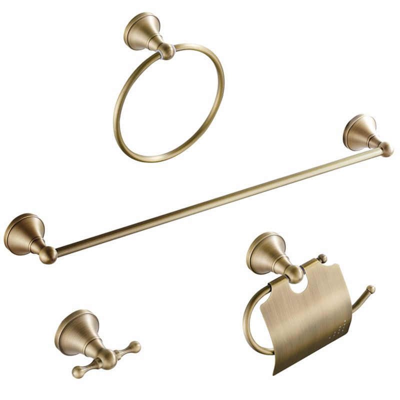 Lisslune | Metal Bathroom Set 4-piece Traditional Style Gold Bathroom Hardware Set