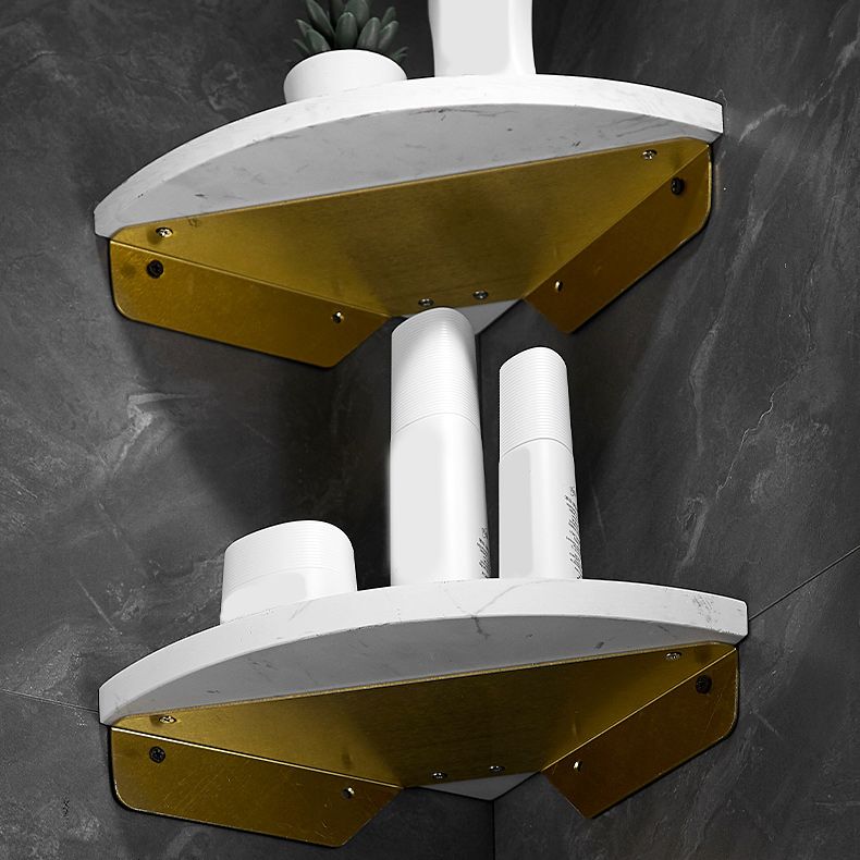 Lisslune | Aluminium Bathroom Accessory Set 4 cm high Marble Bath Shelf