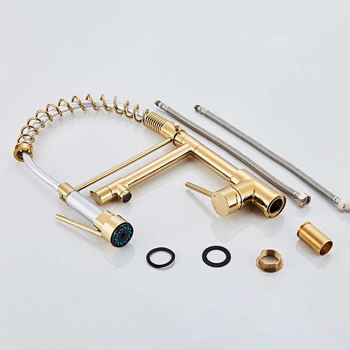 Lisslune | Glam Basin faucet Brass lever fittings Spring neck three-way outlet Bathroom sink faucet