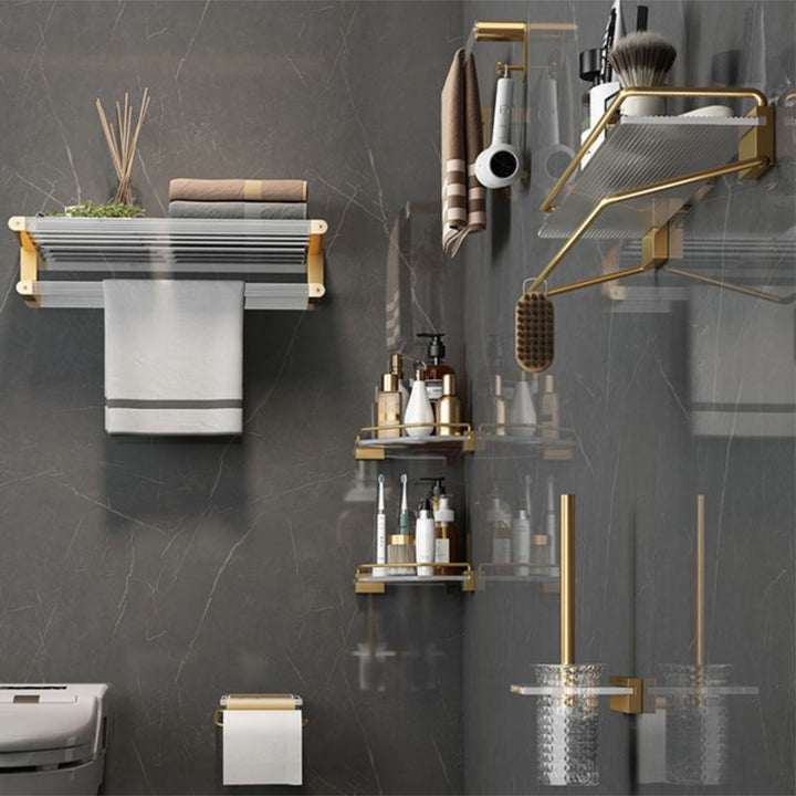 Lisslune | Modern Bathroom Accessory Set Bathroom Shelf Gold Towel Holder Bathroom Hardware Set