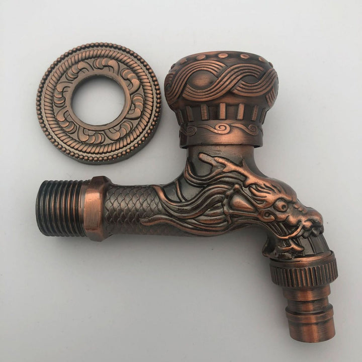 Lisslune | Vintage Classic Sink Faucet Zinc Single Handle Dragon Embossing Wall Mounted Faucet