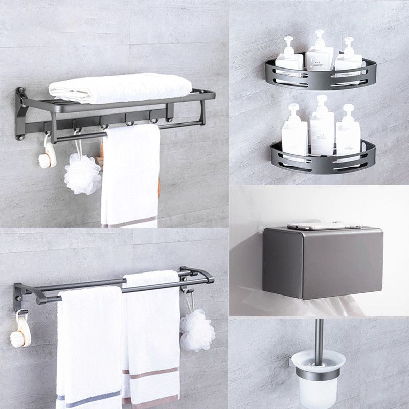 Lisslune | Matt gray bathroom accessory set bathroom shelf/towel holder & paper holder included