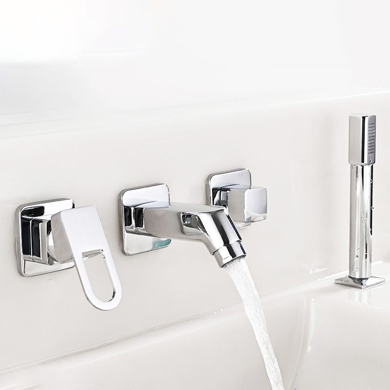 Lisslune | Wall Mounted Faucet Brass Lever Handle Bathroom Faucet Hand Shower