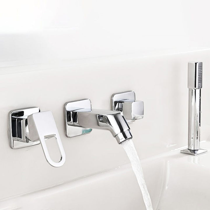 Lisslune | Wall Mounted Faucet Brass Lever Handle Bathroom Faucet Hand Shower
