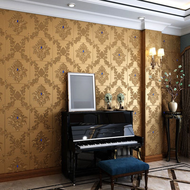 Lisslune | Glam Style Foam Wall Panel Living Room 3D Embossed Waterproof Wall Panel