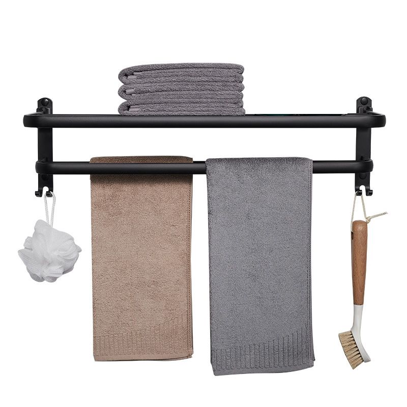 Lisslune | Modern Aluminum Bathroom Accessory Set Matte Black Bathroom Shelf/Towel Holder/Paper Holder