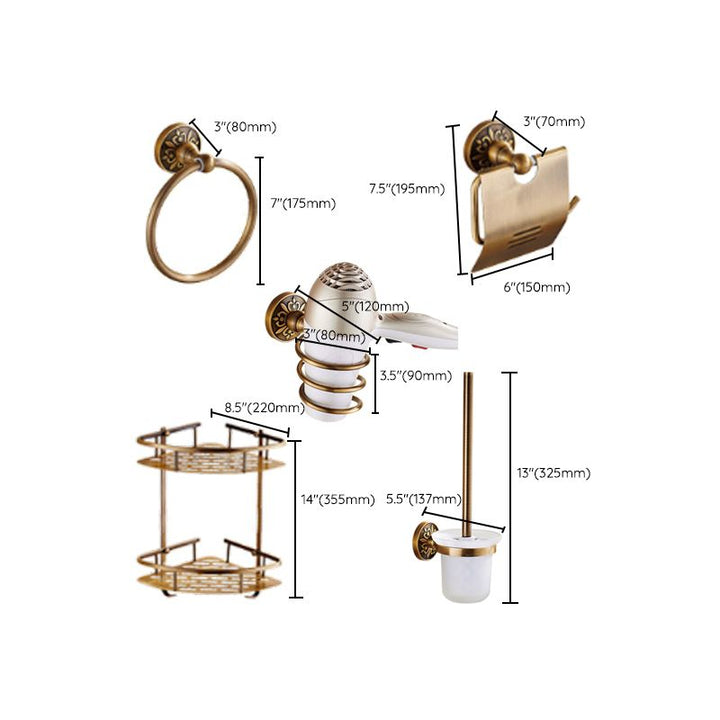 Lisslune | Traditional Bathroom Accessory Hardware Set Brass Bathroom Hardware