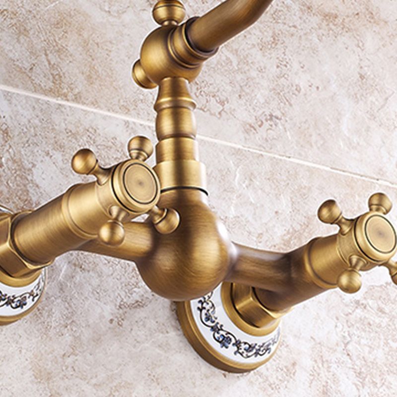 Lisslune | Wall-mounted Fixture Glam Style Bathroom Fixture with 2 Handles