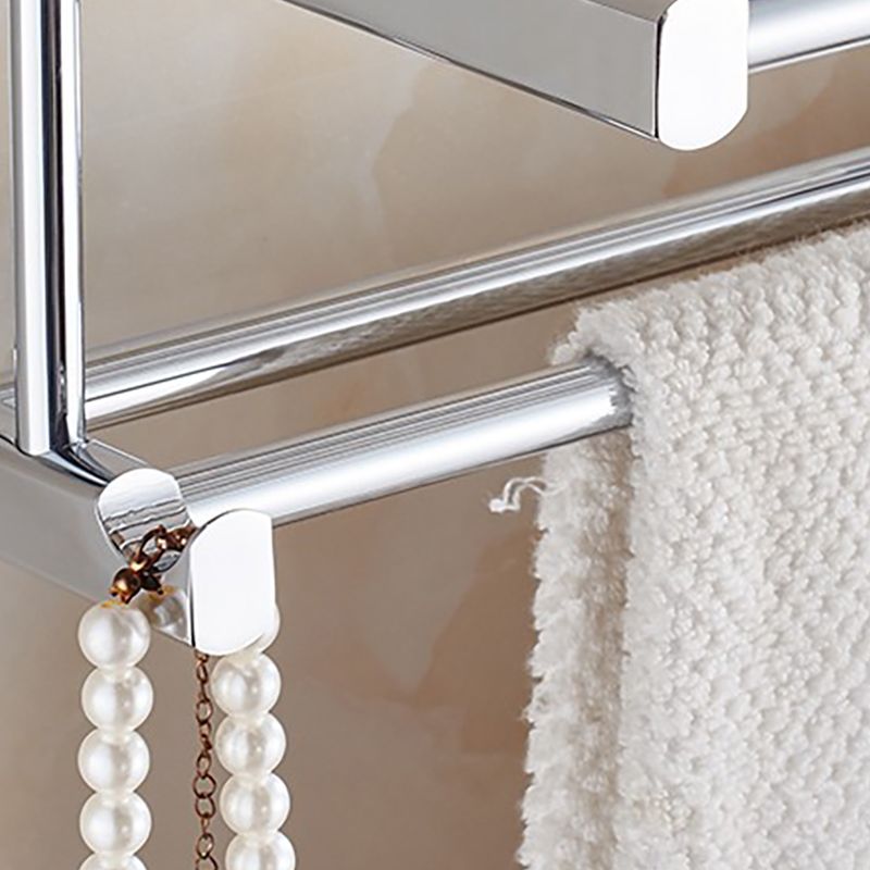 Lisslune | Polished Chrome Modern Bathroom Accessory Set Silver Towel Holder/Bath Shelf