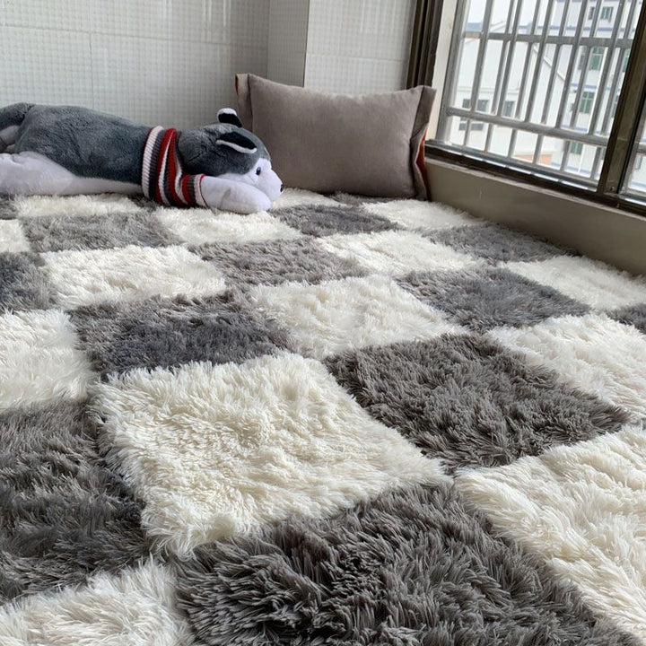 Lisslune | Modern Carpet Tiles Interlocking Color Block Shag Carpet Tiles