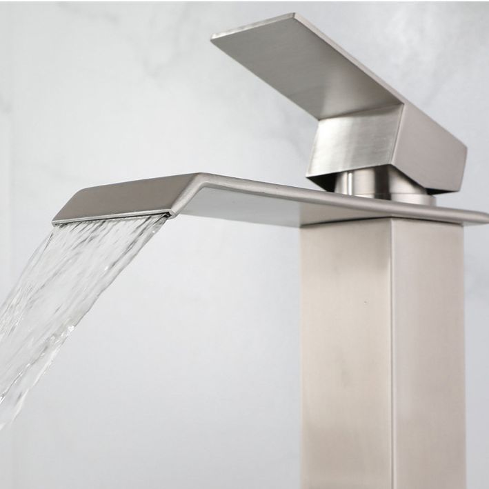 Lisslune | Industrial Vessels Faucet Stainless Steel Lever Handles Waterfall Spout Bathroom Faucet