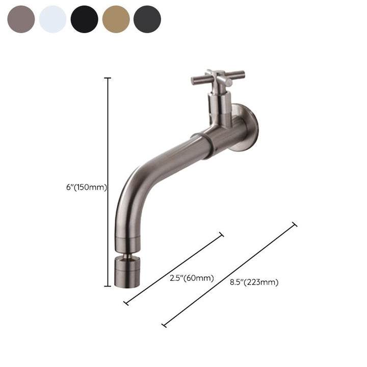 Lisslune | Contemporary Wall-Mounted Bathroom Faucet Cross Handles Stainless Steel Faucet