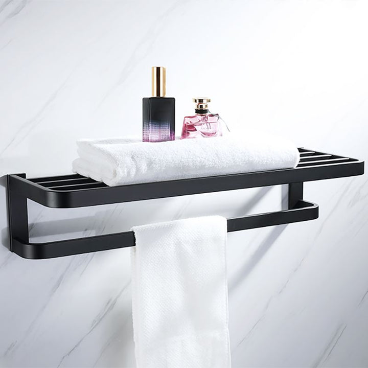 Lisslune | Modern Bathroom Hardware Set Bath Shelf Towel Bar Black Bath Hardware Set