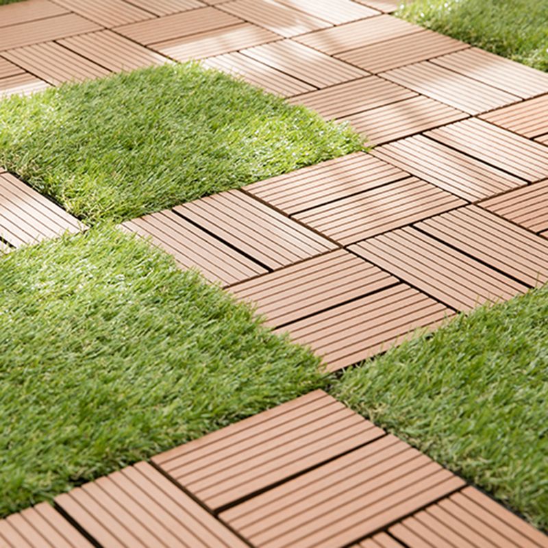 Lisslune | Composite Plank Tiles Striped Pattern Square Deck Flooring Outdoor Patio