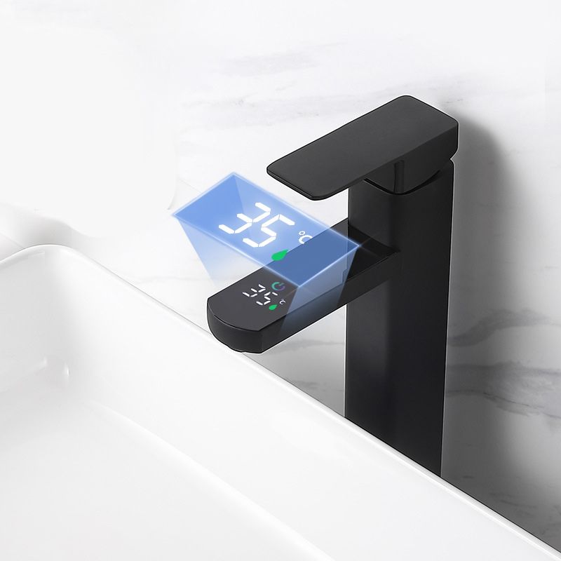 Lisslune | Contemporary Sink Faucet Digital Display Monochrome Low Arc Sink Bathroom Sink