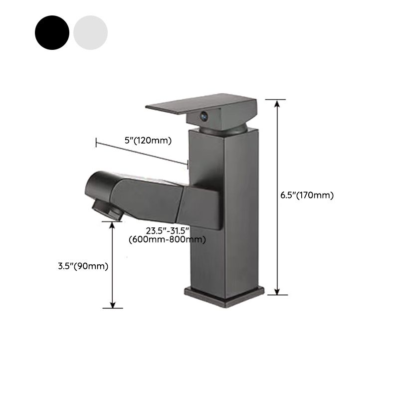 Lisslune | Contemporary Bath Faucet Brass Lever Handle Pull-Out Sink Faucet