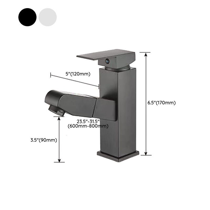 Lisslune | Contemporary Bath Faucet Brass Lever Handle Pull-Out Sink Faucet